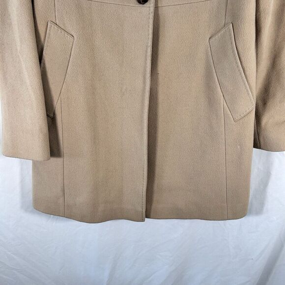Tommy Hilfiger Long Coat Women's 12 Beige Wool Cashmere Blend 2 Button Front - Picture 3 of 10